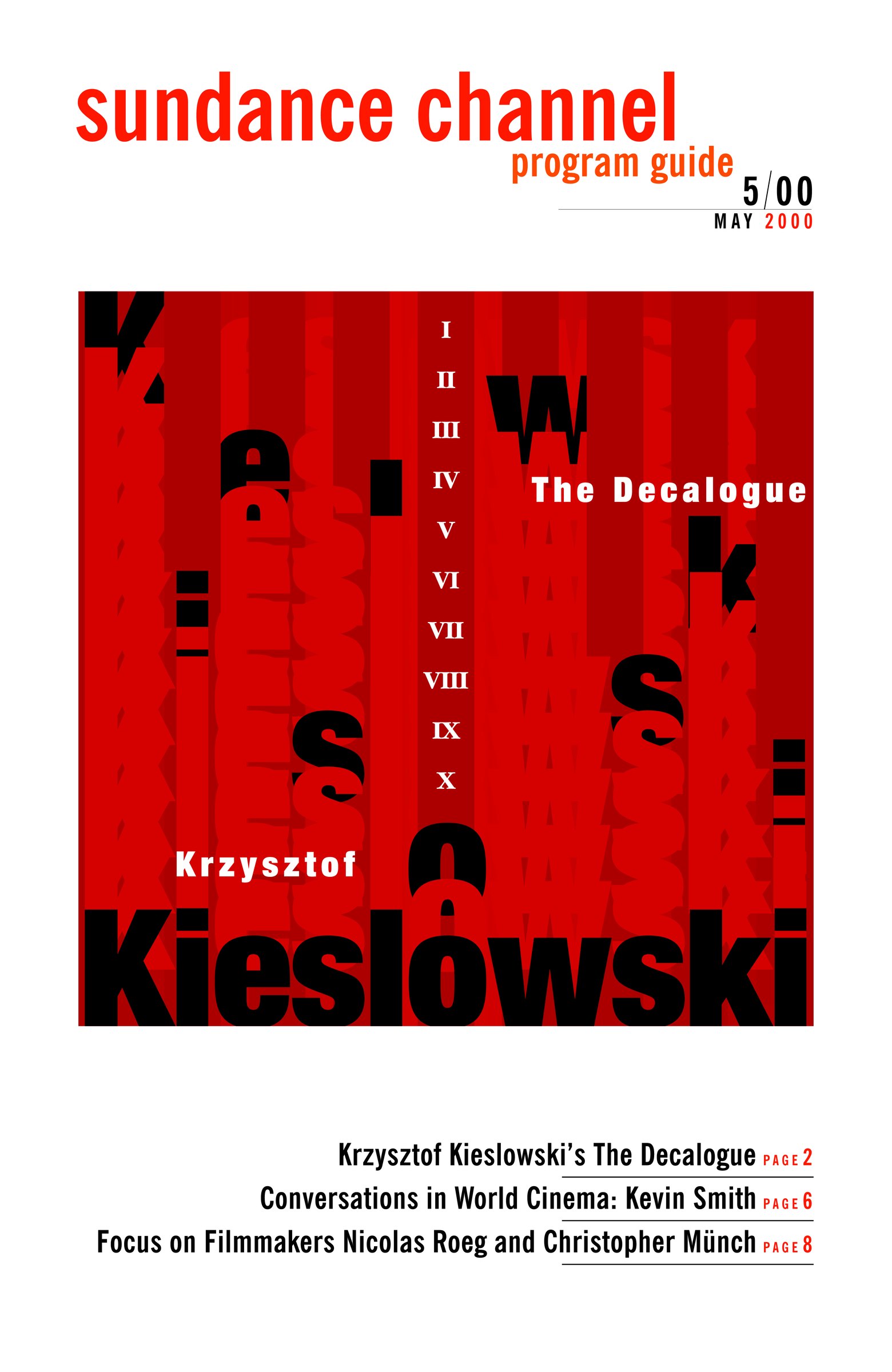 Sundance Channel program guide: Program guide cover, May 2000, Krzysztof Kieslowski's The Decalogue